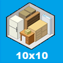 the size and contents held by a storage unit 10 x 10