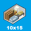 the size and contents held by a storage unit 10 x 15