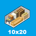 the size and the amount of material held by a storage unit 10 x 20